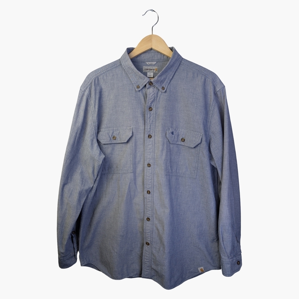 Carhartt Chambray Button Down Workwear Shirt | Relaxed Fit | Size XL
